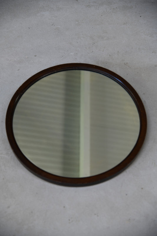 Vintage Round Mahogany Wall Mirror - Kernow Furniture