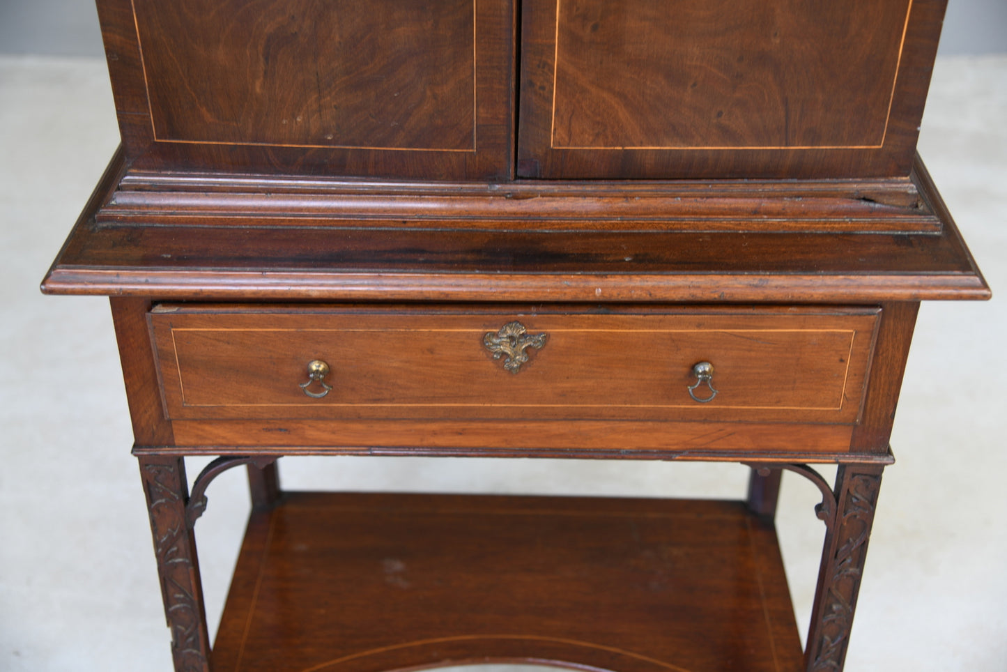 Antique Inlaid Mahogany Cabinet on Stand - Kernow Furniture