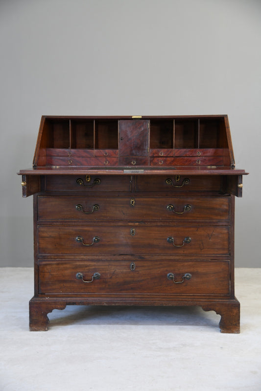 Antique Georgian Mahogany Writing Bureau - Kernow Furniture