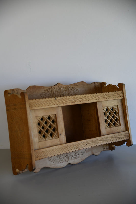Vintage Folk Style Beech Wall Shelf - Kernow Furniture