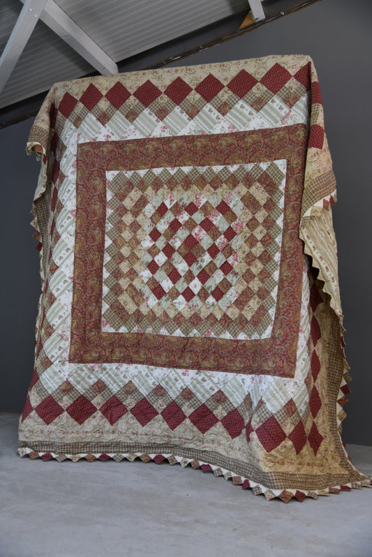 Large Vintage Floral Paisley Patch Work Quilt - Kernow Furniture