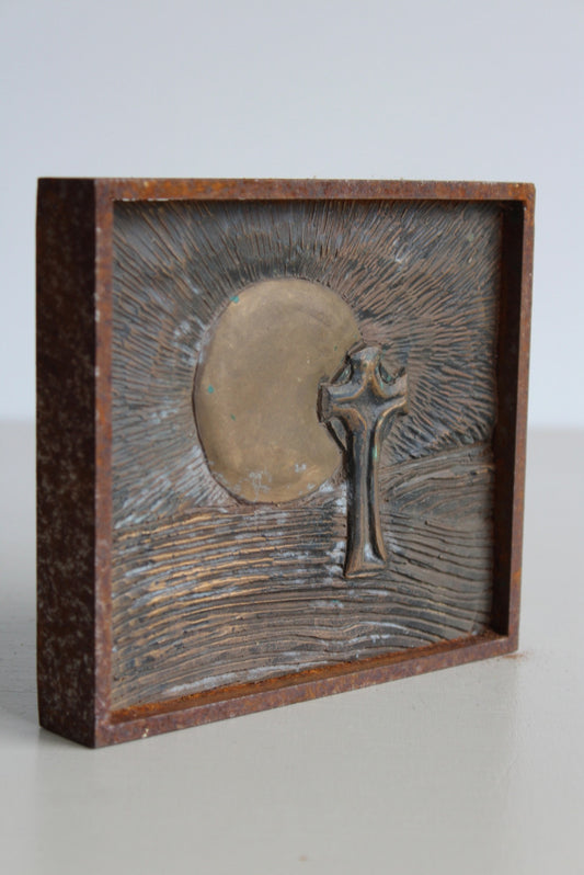 Small Bronze Landscape - Celtic Cross - Sculpture Modern Contemporary - Kernow Furniture