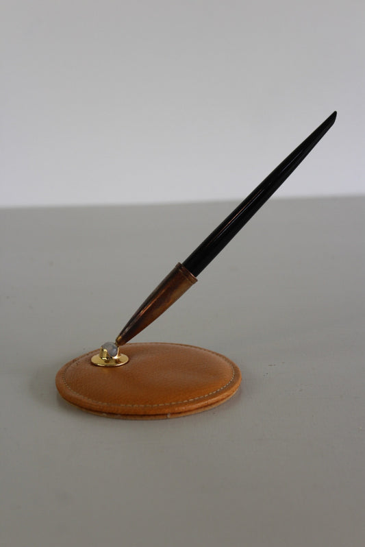 Vintage Leather Desk Top Pen Holder - Kernow Furniture