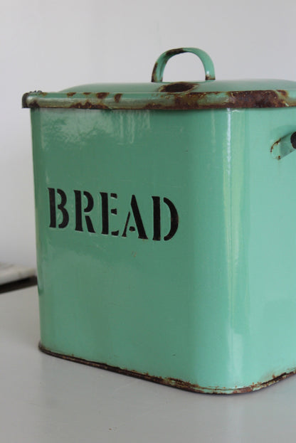 Vintage Green Enamel Bread Bin - Kernow Furniture