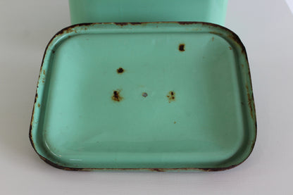 Vintage Green Enamel Bread Bin - Kernow Furniture