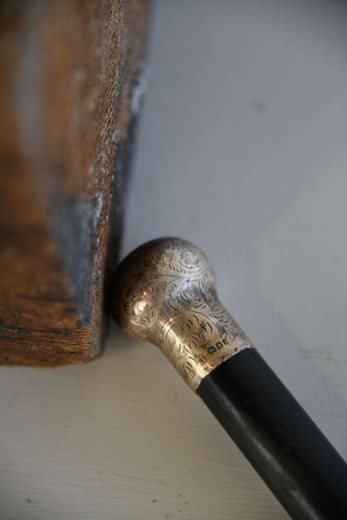 Antique Silver Tipped Walking Cane - Kernow Furniture