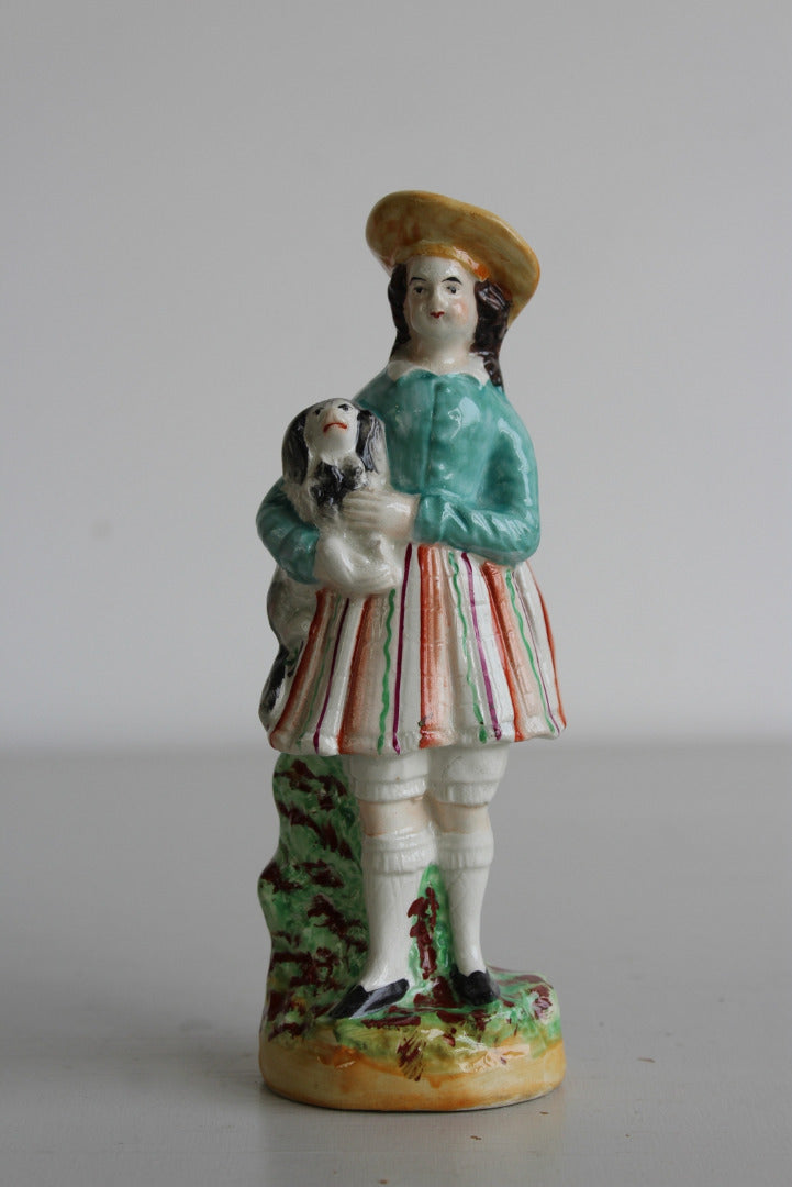 Staffordsire Figurine Girl & Dog - Kernow Furniture