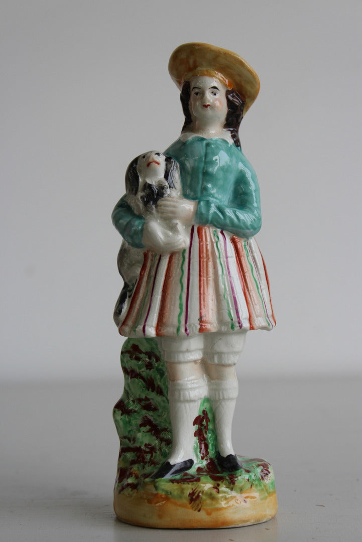 Staffordsire Figurine Girl & Dog - Kernow Furniture