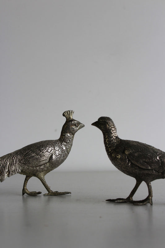 Pair Silver Tone Peacock - Kernow Furniture