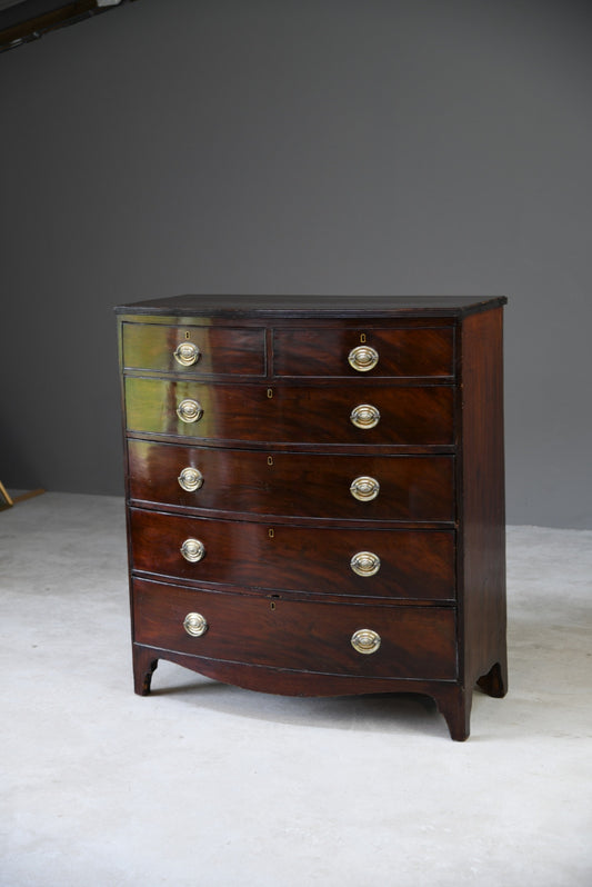 Antique Mahogany Bow Front Chest of Drawers - Kernow Furniture