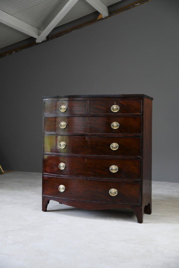Antique Mahogany Bow Front Chest of Drawers - Kernow Furniture