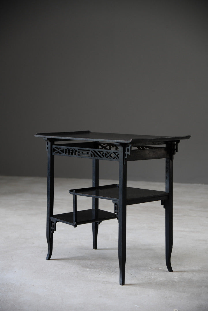 Oriental Style Ebonised Side Table - Kernow Furniture