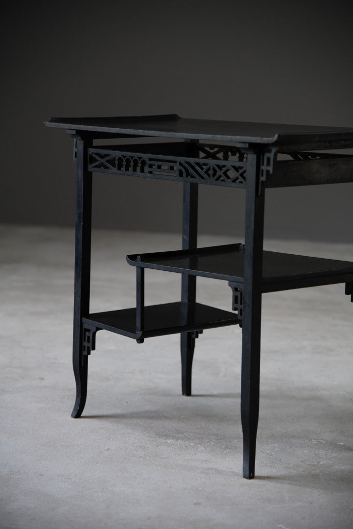 Oriental Style Ebonised Side Table - Kernow Furniture