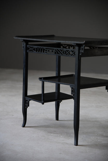 Oriental Style Ebonised Side Table - Kernow Furniture