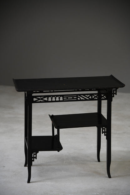 Oriental Style Ebonised Side Table - Kernow Furniture