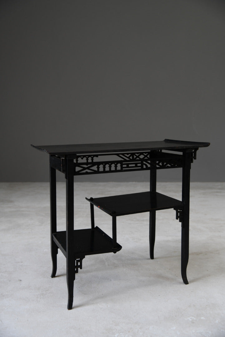 Oriental Style Ebonised Side Table - Kernow Furniture