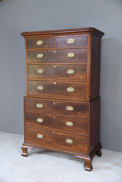 Antique Georgian Mahogany Chest on Chest - Kernow Furniture