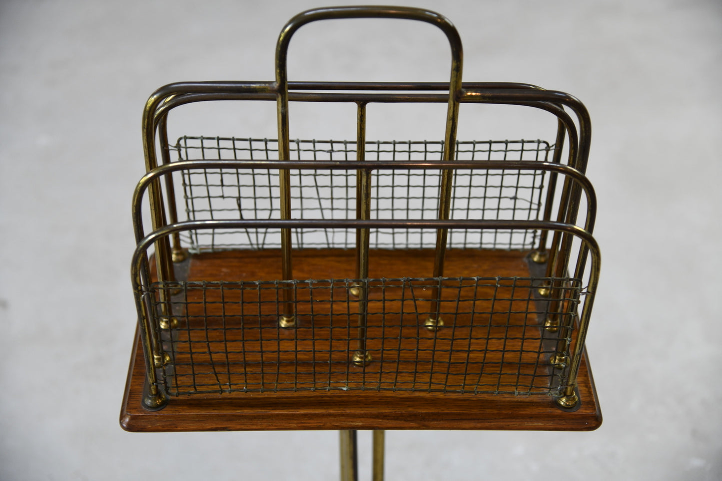 Edwardian Oak & Brass Revolving Newspaper Stand - Kernow Furniture