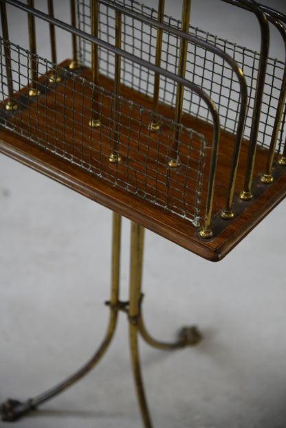 Edwardian Oak & Brass Revolving Newspaper Stand - Kernow Furniture