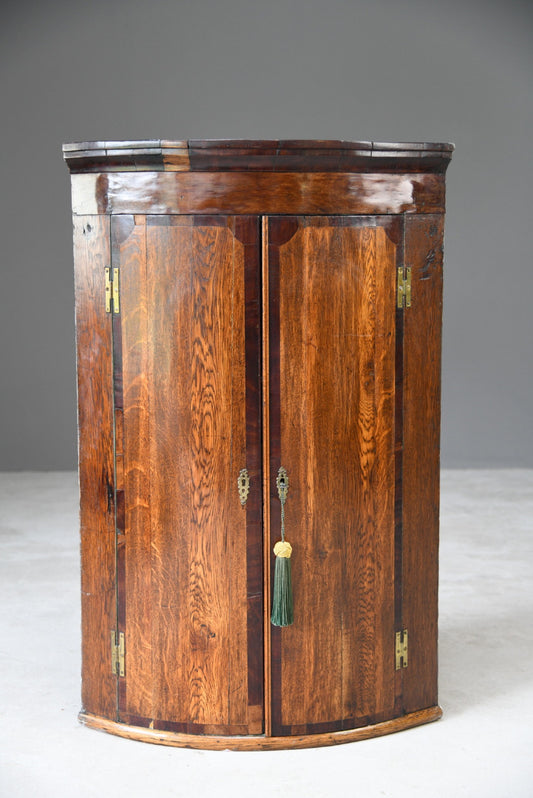 Antique Georgian Bow Front Wall Cupboard - Kernow Furniture