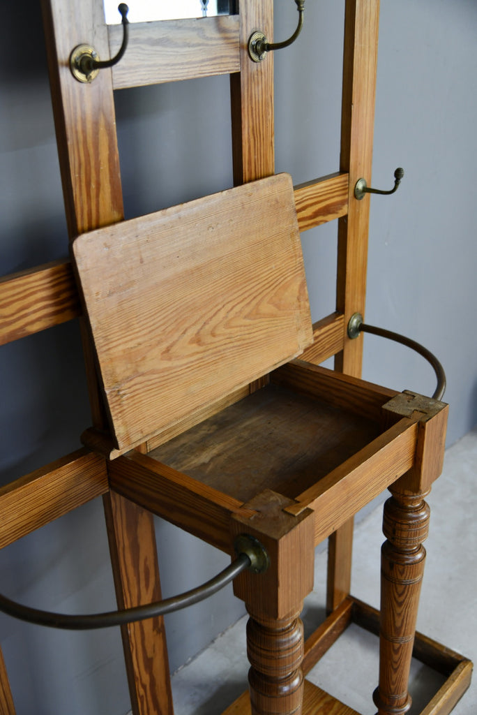 Antique Victorian Pine Hall Coat Hat Stand - Kernow Furniture