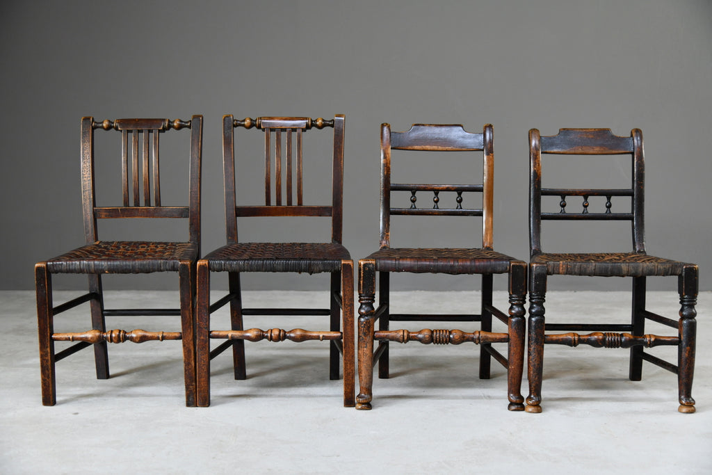 6 Harlequin Oak & Leather Kitchen Chairs - Kernow Furniture