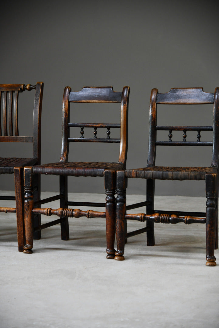 6 Harlequin Oak & Leather Kitchen Chairs - Kernow Furniture