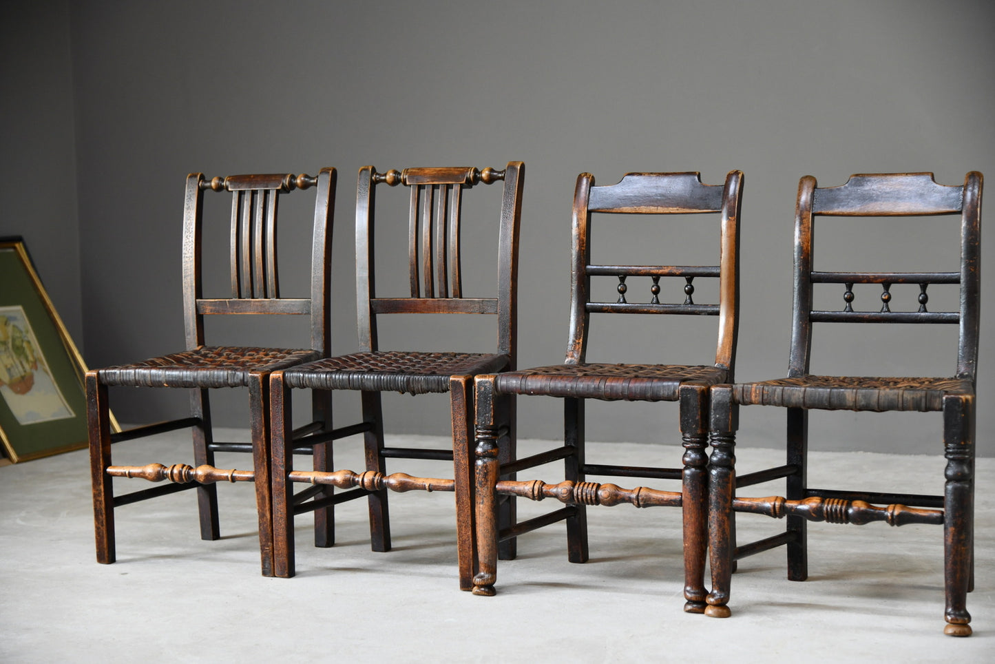 6 Harlequin Oak & Leather Kitchen Chairs - Kernow Furniture