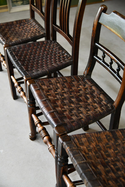 6 Harlequin Oak & Leather Kitchen Chairs - Kernow Furniture