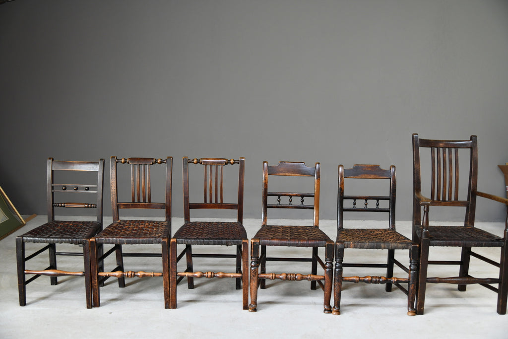 6 Harlequin Oak & Leather Kitchen Chairs - Kernow Furniture