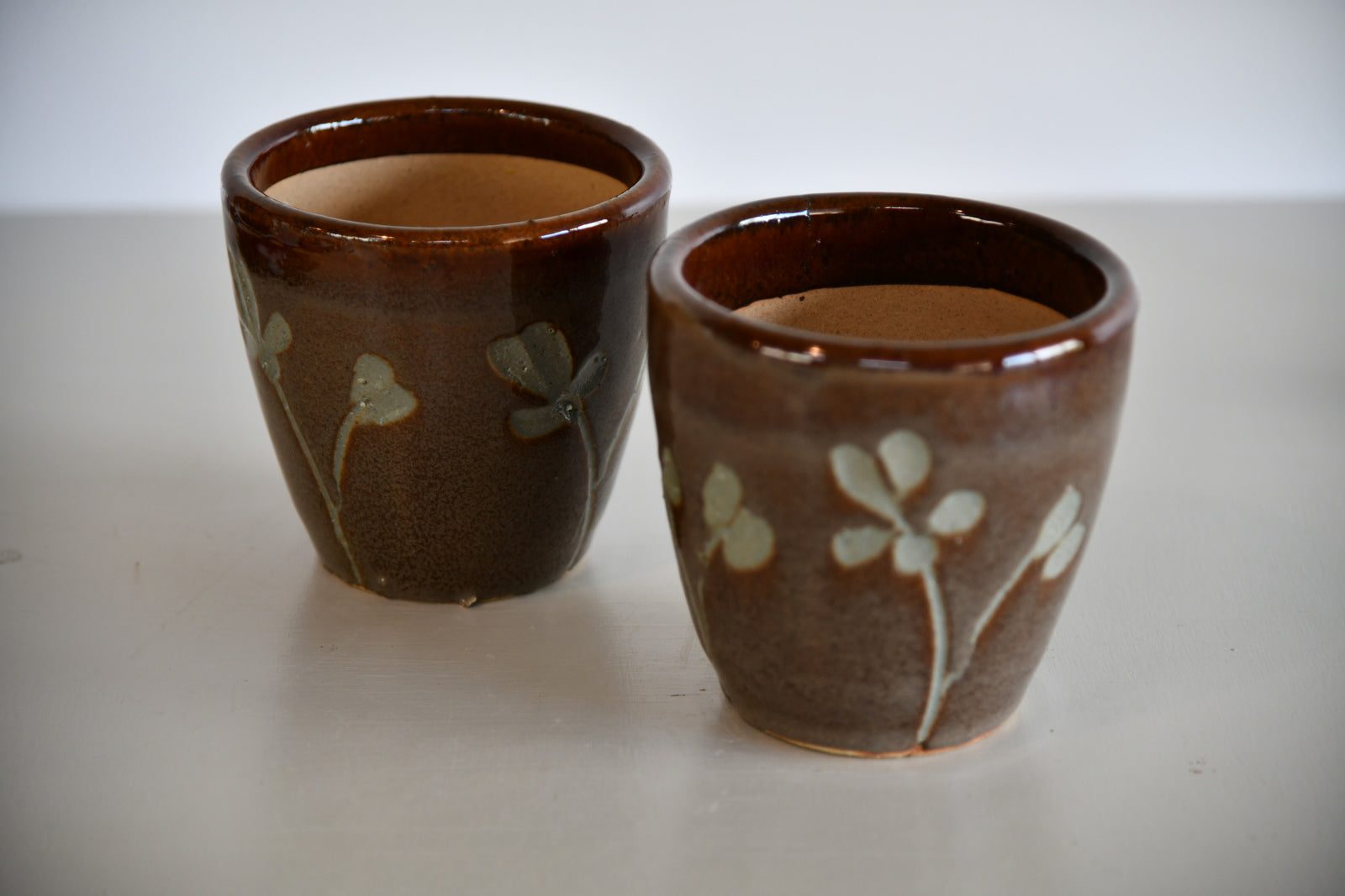 Pair Vintage Glazed Plant Pots - Kernow Furniture