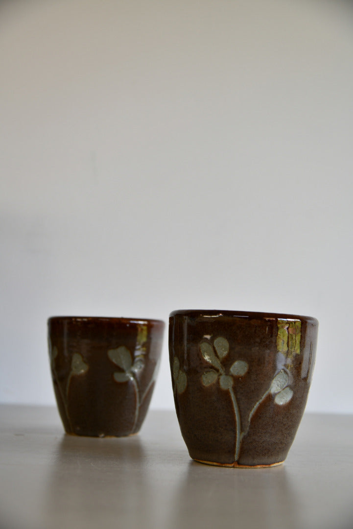 Pair Vintage Glazed Plant Pots - Kernow Furniture