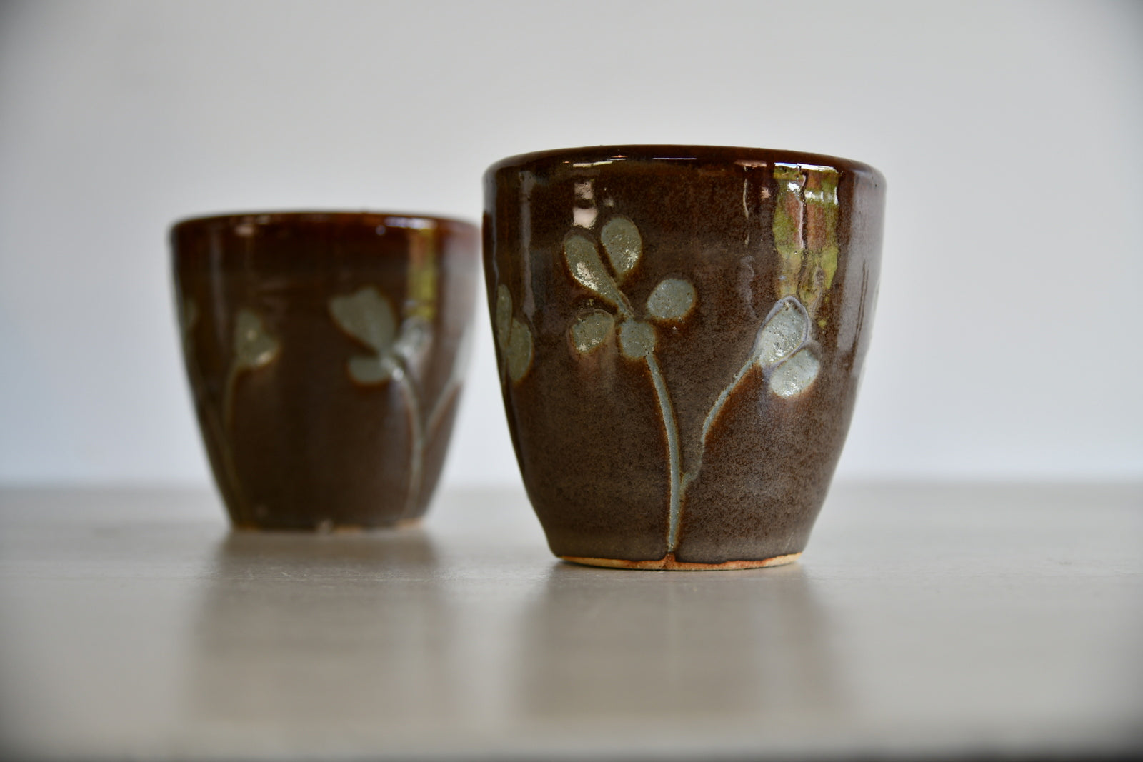 Pair Vintage Glazed Plant Pots - Kernow Furniture