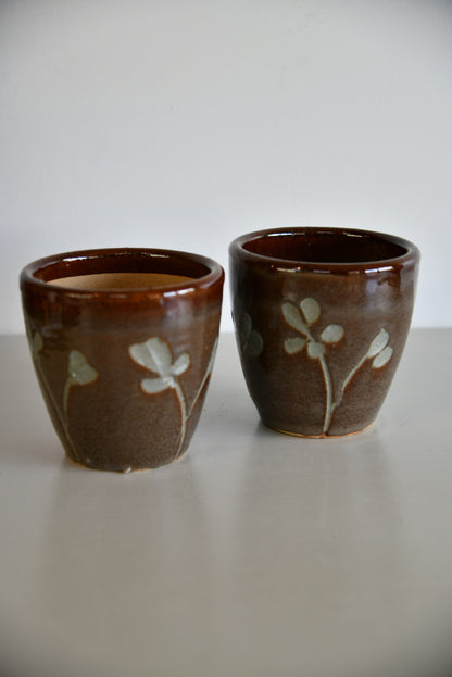 Pair Vintage Glazed Plant Pots - Kernow Furniture