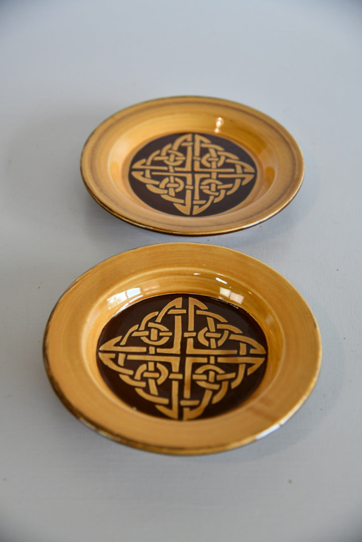 Pair Pottery Plates Celtic Knot - Kernow Furniture