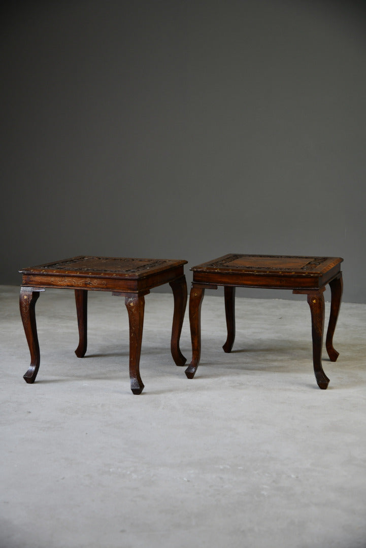 Pair Inlaid Eastern Side Tables - Kernow Furniture