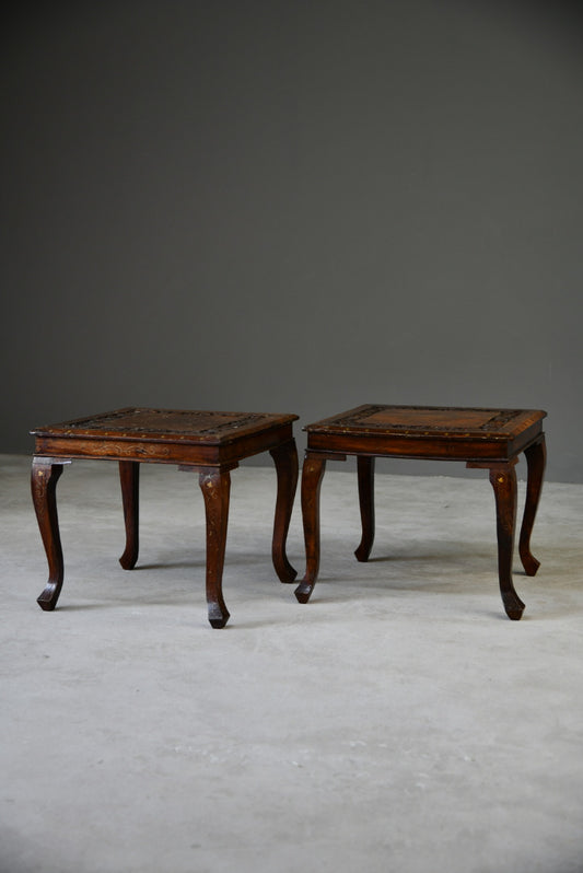 Pair Inlaid Eastern Side Tables - Kernow Furniture