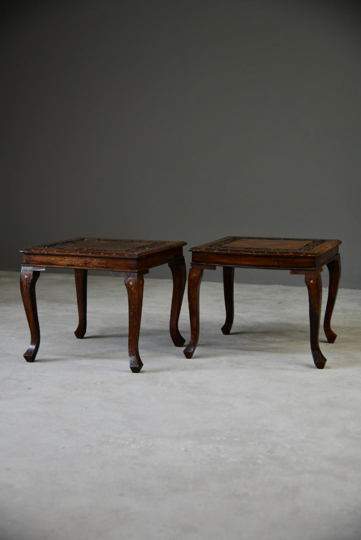 Pair Inlaid Eastern Side Tables - Kernow Furniture