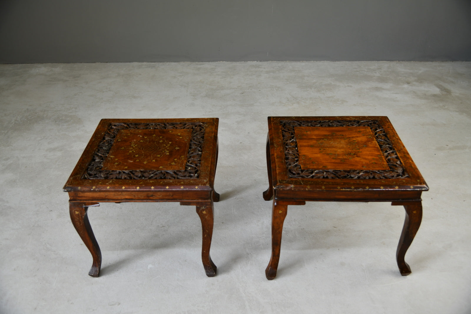 Pair Inlaid Eastern Side Tables - Kernow Furniture