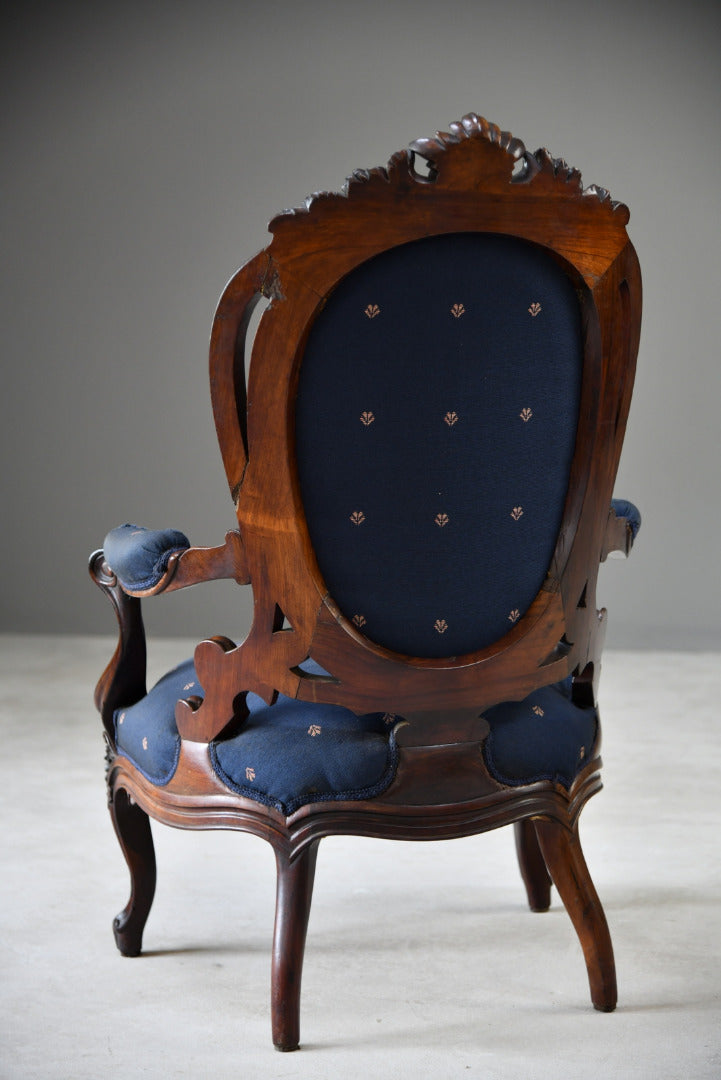 Antique Carved Rosewood Armchair - Kernow Furniture