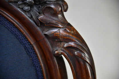 Antique Carved Rosewood Armchair - Kernow Furniture