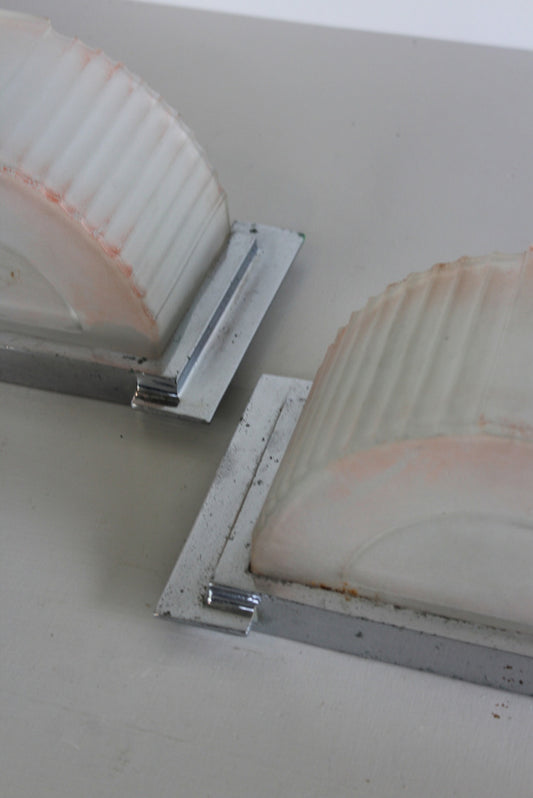 Pair Original Art Deco Wall Lights Shades - Kernow Furniture
