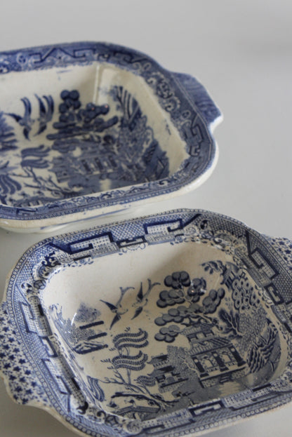 Blue White Willow Serving Bowls - Kernow Furniture