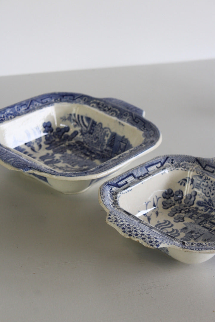 Blue White Willow Serving Bowls - Kernow Furniture