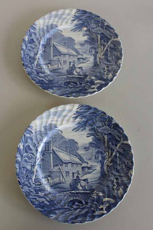 Pair James Kent Old Foley Blue White Plates - Kernow Furniture