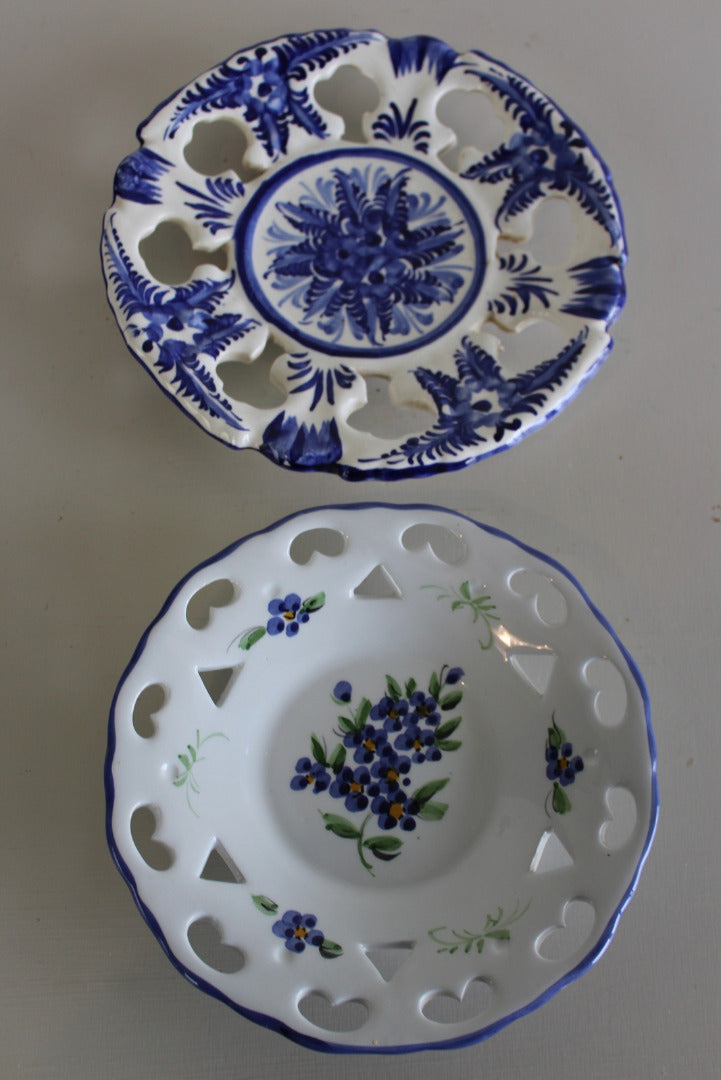 Pair Floral Decorative Plates - Kernow Furniture