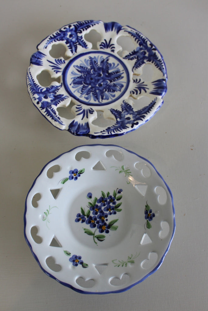 Pair Floral Decorative Plates - Kernow Furniture