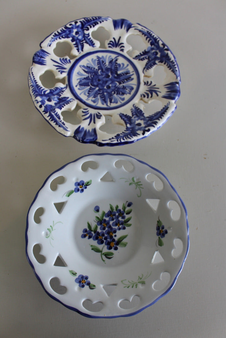 Pair Floral Decorative Plates - Kernow Furniture