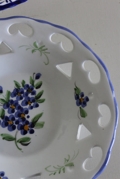 Pair Floral Decorative Plates - Kernow Furniture