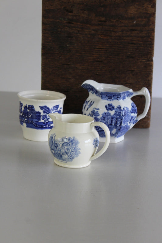 Blue White Milk Jugs - Kernow Furniture
